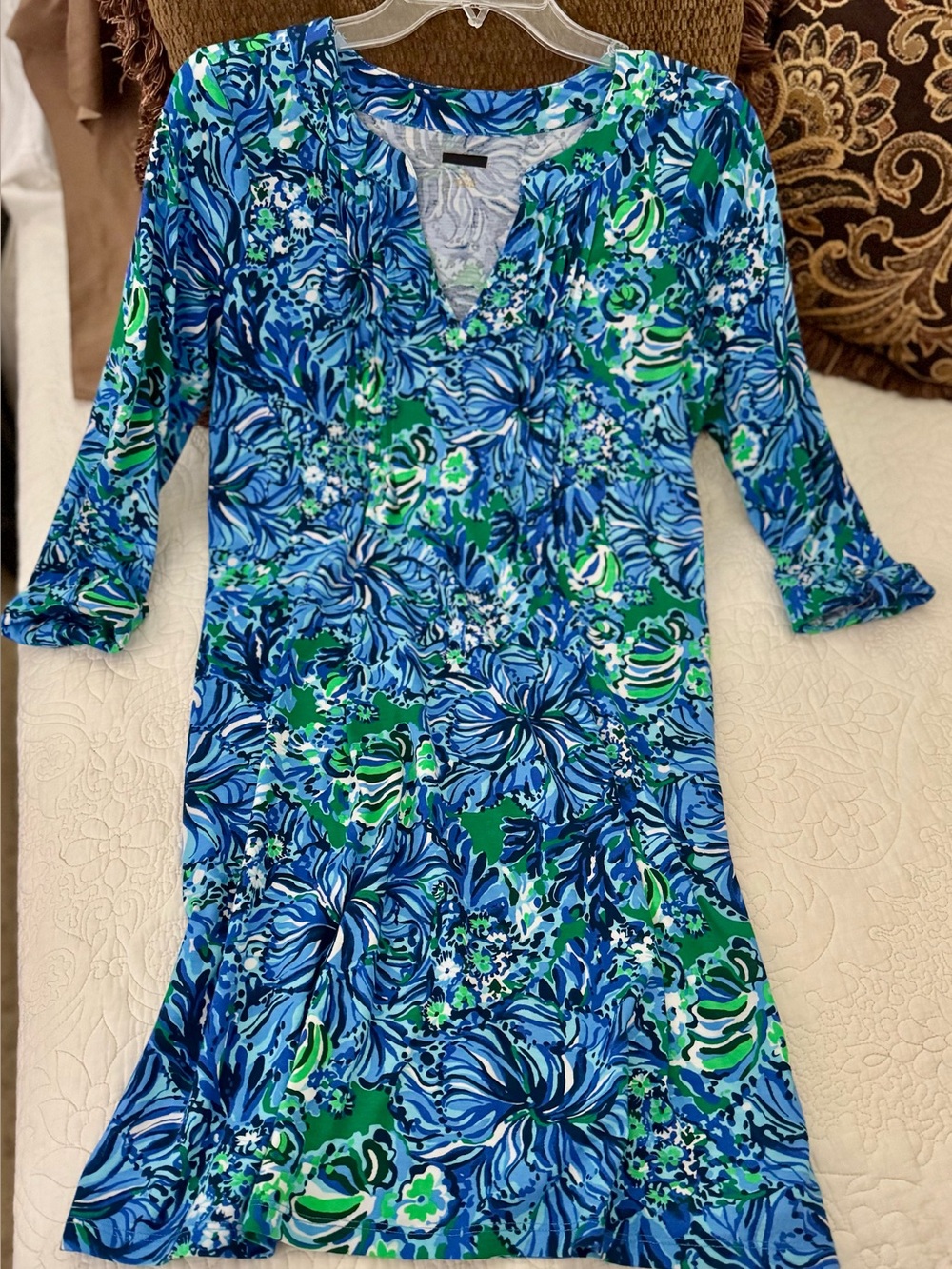 Lilly Pulitzer Vivid Blue & Green Floral Tunic Dress